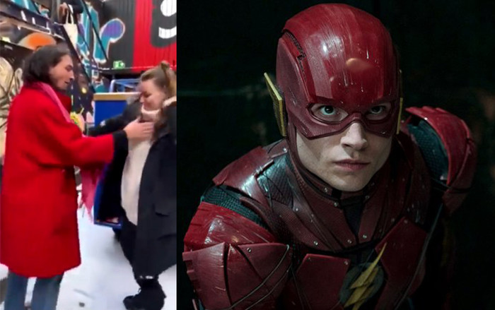 Đoạn clip ghi lại cảnh Ezra Miller - The Flash của DC bóp cổ rồi ném fan nữ xuống sàn Ảnh 2
