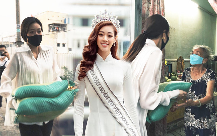 Hoa hậu Hoàn vũ Việt Nam 2019 - Khánh Vân trao tặng 2 tấn gạo cho người dân khó khăn Ảnh 2