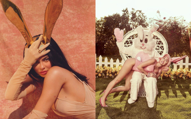 Kylie Jenner, Miley Cyrus khoe đường cong nóng bỏng với bodysuit mừng Lễ phục sinh Ảnh 2
