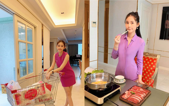 Cách ly ở nhà thôi mà Lê Âu Ngân Anh 'chịu khó' lên đồ đủ loại trang phục sặc sỡ Ảnh 2