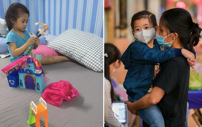 Xót xa khi bé Lavie tưởng tượng đang nói chuyện với mẹ lúc chơi búp bê, ngây ngô hỏi: 'Rồi khi nào mẹ về với con, con nhớ mẹ quá!' Ảnh 2