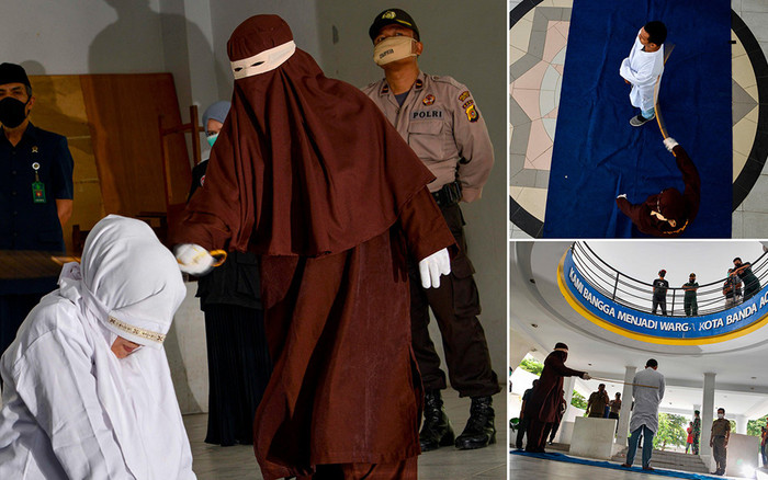 Cảnh sát Indonesia vẫn phạt roi công khai giữa lệnh giãn cách xã hội Ảnh 2