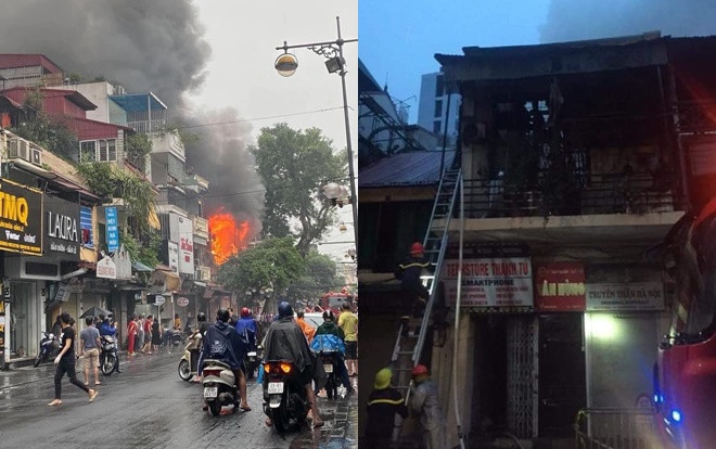 Ngôi nhà 2 tầng trên phố cổ Hà Nội vừa cháy lớn 3 ngày trước lại xảy ra hỏa hoạn Ảnh 2