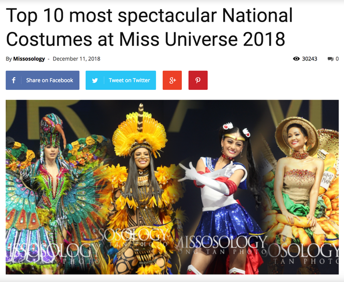 Theo đó, 'Bánh Mì' được xếp vào những mẫu thiết kế ấn tượng và độc đáo nhất tại Hoa hậu Hoàn vũ 2018.