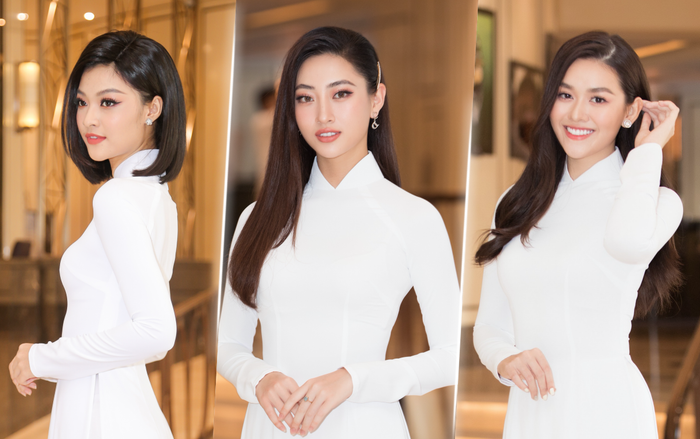 Lương Thùy Linh - Tường San - Kiều Loan diện áo dài trắng tinh khôi: Nhan sắc thăng hạng vượt bậc Ảnh 2