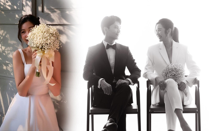 Thúy Vân mặc suit sang chảnh cùng ông xã Nhật Vũ chụp ảnh cưới trắng đen khiến fan điêu đứng Ảnh 2