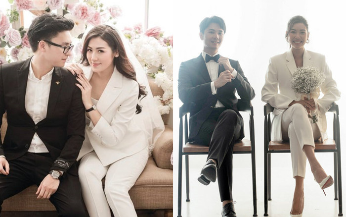 Á hậu Thúy Vân & Tú Anh xuất sắc diện suit 'nam tính' khi chụp ảnh cưới Ảnh 2