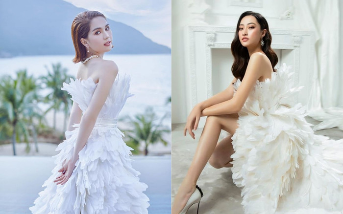 Hoá thiên nga, hồng hạc với váy lông vũ: Ngọc Trinh - Lương Thùy Linh đẹp bất phân định khi đụng hàng Ảnh 2