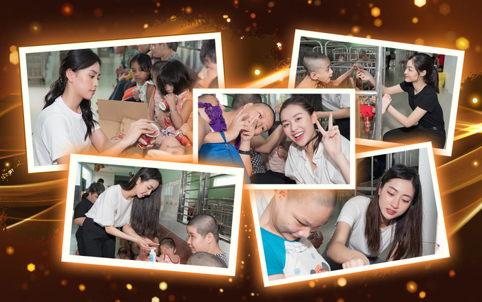 Tiểu Vy - Lương Thùy Linh - Thúy An - Tường San - Kiều Loan thăm và tặng quà trẻ em cơ nhỡ Ảnh 2