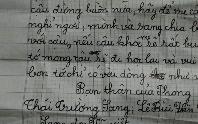 Cảm động bức thư bạn cùng lớp gửi cho cậu bé vừa mất mẹ Ảnh 2