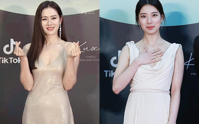 'Chị đẹp' Son Ye Jin và Suzy diện váy xẻ sâu vòng 1 đẹp ngất ngây trên thảm đỏ Ảnh 2