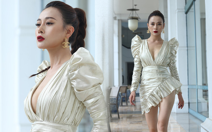 Phương Oanh diện đồ hở bạo trong họp báo, chuẩn bị lột xác thành con gái nhà tài phiệt trong phim mới Ảnh 2