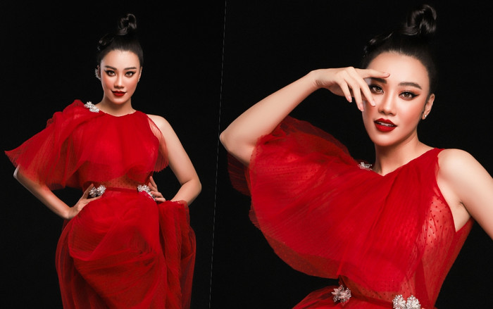 Á hậu Kim Duyên đẹp ma mị cùng váy đỏ rực rỡ, nhan sắc thăng hạng vì quyết tâm giảm cân Ảnh 2