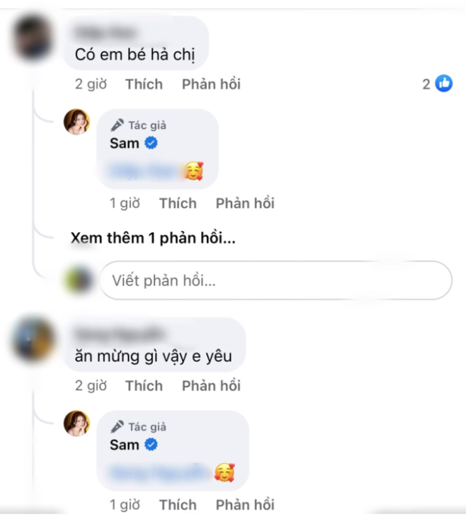 Câu trả lời 'úp mở' của Sam khi được dân tình hỏi chuyện bầu bí. 