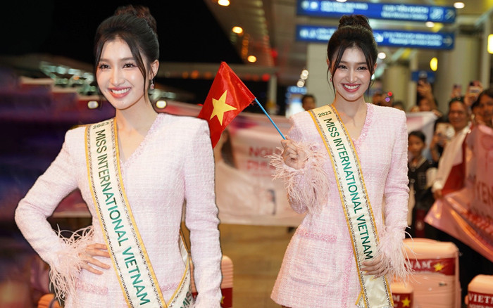 Phương Nhi xinh như 'thần tiên tỷ tỷ' lên đường dự thi Hoa hậu Quốc tế 2023 Ảnh 2