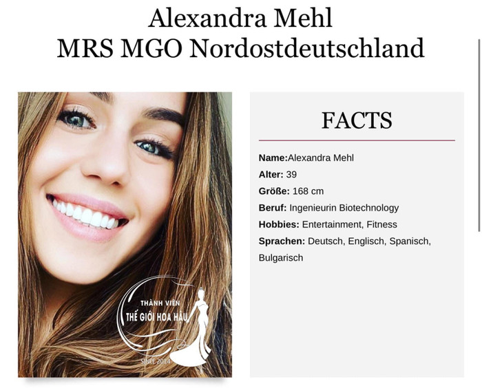 Cô hiện đang 39 tuổi, độ tuổi lớn nhất lịch sử Miss Universe. (Ảnh: Thế giới Hoa hậu)