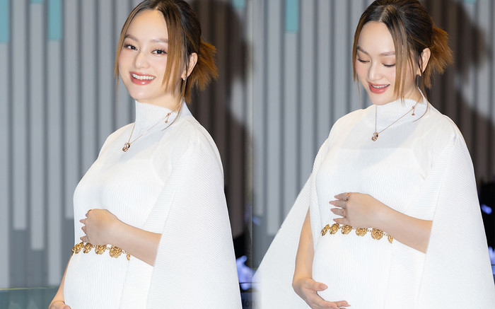 Lan Phương diện váy trắng thướt tha khoe bụng bầu ở sự kiện ra mắt phim mới Ảnh 2