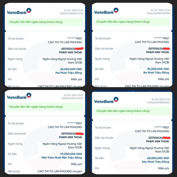 Chị P. đã chuyển 4 lần tiền cho Tiktoker Phạm Thoại