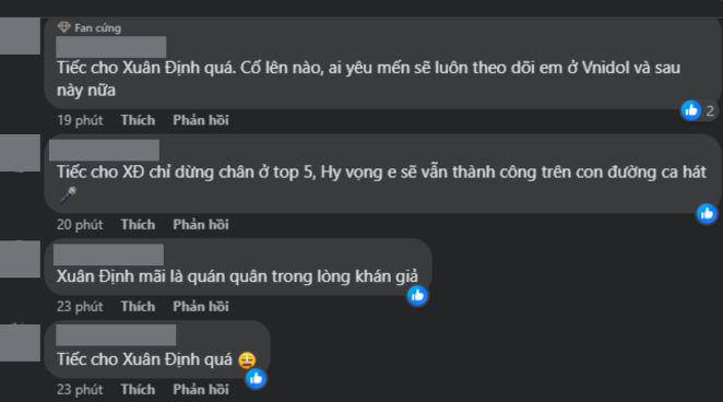 Khán giả tiếc cho 'người kết nối' Xuân Định và mong bạn sẽ thành công trên con đường chinh phục ước mơ.