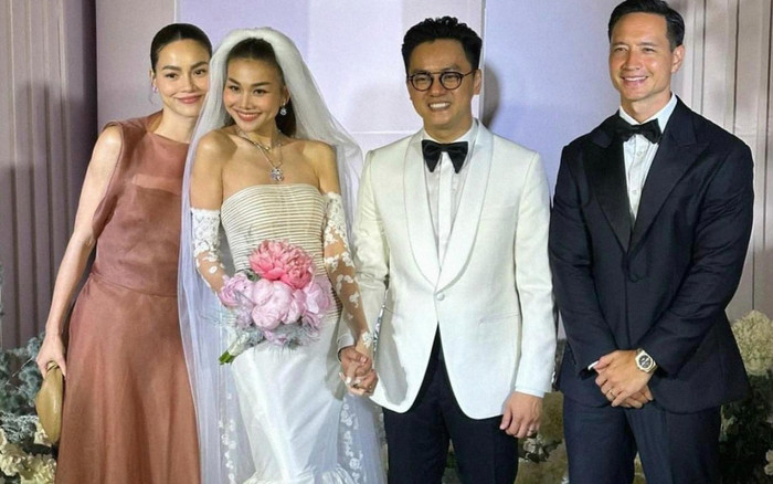 Cô dâu Thanh Hằng khoe thần thái ngút ngàn, được ông xã dắt tay vào lễ đường Ảnh 2