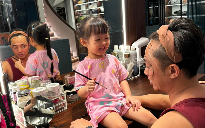 Cường Đô La làm 'chuột bạch' để con gái Suchin trổ tài make-up, nhìn kết quả mà sốc Ảnh 2