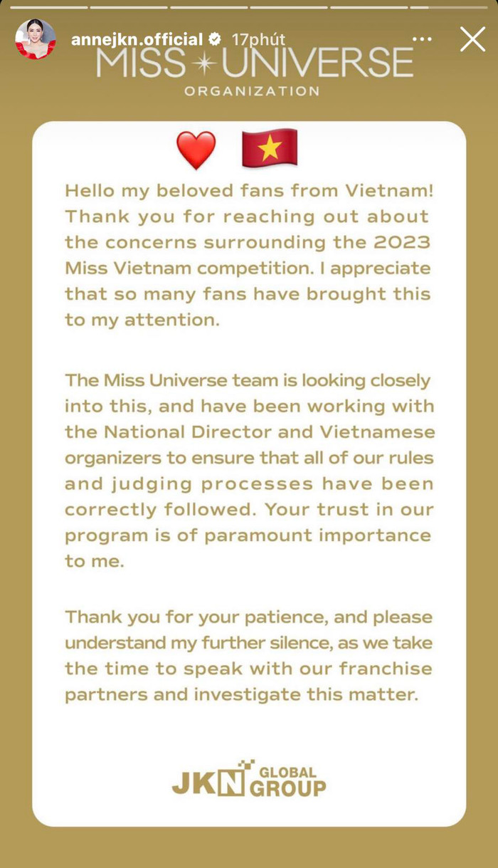 Bà chủ mới của Miss Universe cũng đã chia sẻ thông tin này trên trang cá nhân. (Ảnh chụp màn hình)