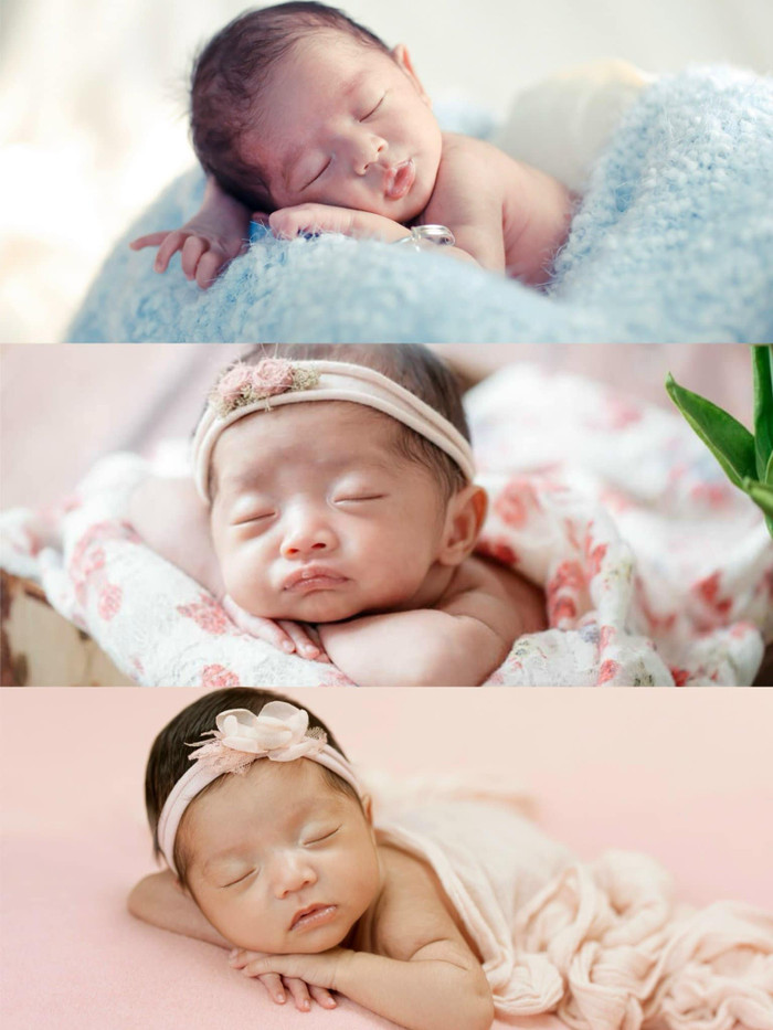 (Từ trên xuống) Hình ảnh tròn 1 tháng tuổi của Kubi Minh Cường - Anna Vương Diễm và Lisa. 