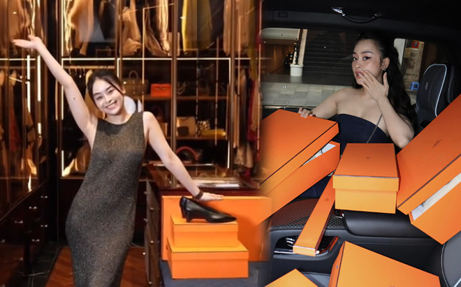 Chi Hoàng khoe phòng thay đồ xa xỉ với 25 túi hiệu, gây choáng với BST giày Ảnh 2