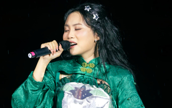 Phương Mỹ Chi dầm mưa biểu diễn, dân mạng thắc mắc: 'Hát live đây sao'? Ảnh 2