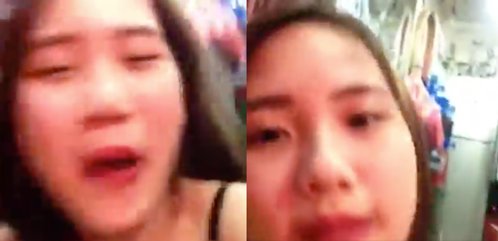 Bùi Quỳnh Hoa trong clip hút bóng cười cùng bạn. 