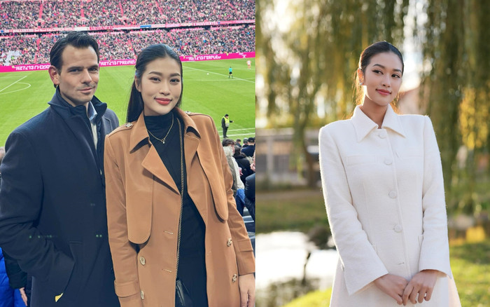 Đoàn Thiên Ân khoe nhan sắc 'bừng sáng' đi xem bóng đá ở Đức, người đàn ông ngoại quốc bên cạnh gây tò mò Ảnh 2