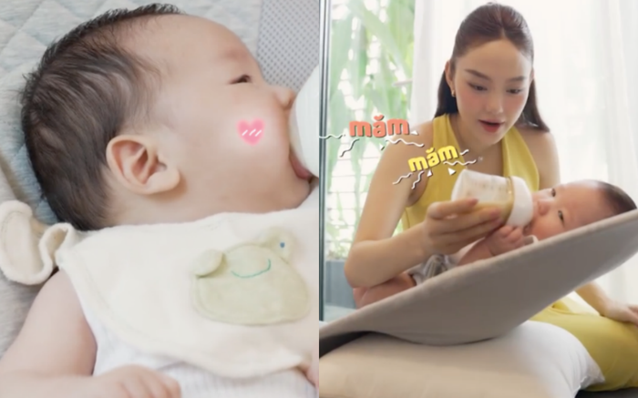 Cận cảnh diện mạo quý tử Mỡ nhà Minh Hằng. Nhóc tỳ sở hữu vẻ ngoài đáng yêu, bụ bẫm. 