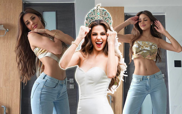 Quấn khăn 'sắp rớt tới nơi', Hoa hậu Hòa bình khoe múi bụng săn chắc Ảnh 2