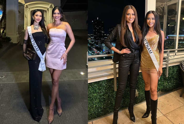 Bùi Quỳnh Hoa đeo túi trăm triệu đọ sắc cùng Miss Universe 2020 Ảnh 4