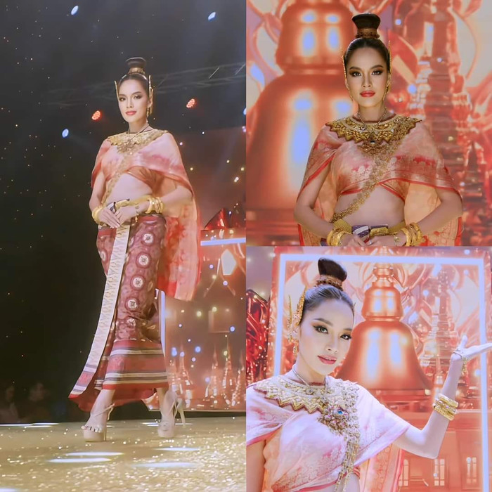 Lê Hoàng Phương xuất hiện lộng lẫy trong trang phục truyền thống Thái Lan.