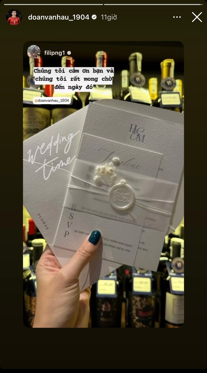 Đoàn Văn Hậu và Doãn Hải My đã bắt đầu gửi thiệp cưới tới các vị khách mời
