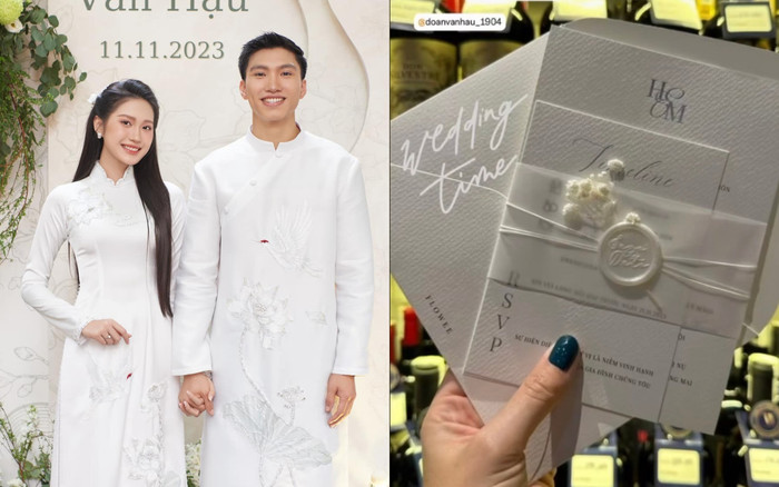 Thiệp cưới của Đoàn Văn Hậu và Doãn Hải My: Lộ rõ sự sang trọng, dân tình lại chuẩn bị 'ăn cưới' online Ảnh 2