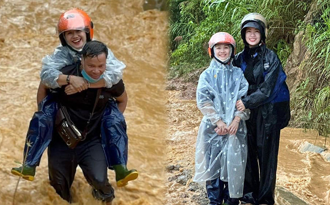 Xúc động hình ảnh người dân cõng cô giáo vượt dòng nước lũ đến trường ở Quảng Trị Ảnh 2