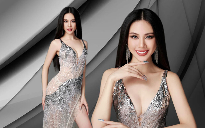 Cận cảnh váy dạ hội của Bùi Quỳnh Hoa cho đêm chung kết, thời cô ấy tới rồi Ảnh 2