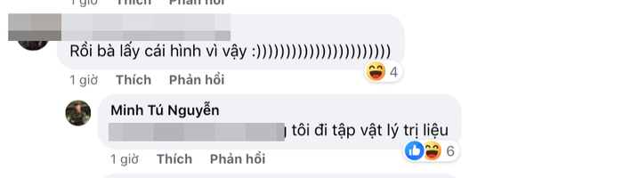 Bình luận của siêu mẫu Minh Tú tiết lộ cô đang tập vật lý trị liệu.