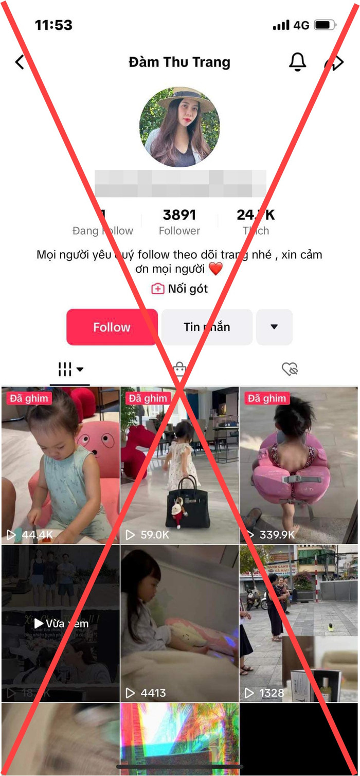 Tài khoản này liên tục sử dụng nhiều hình ảnh, video của gia đình Cường Đô La - Đàm Thu Trang để bán hàng. 