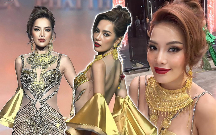 Đeo vàng kín người, Lê Hoàng Phương nổi bật trên sân khấu Thái nhưng suýt khóc vì 1 điều Ảnh 2