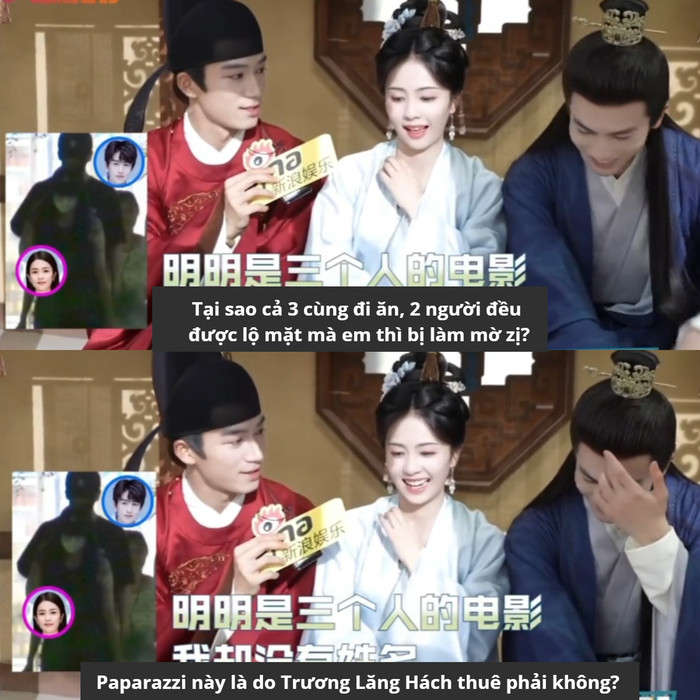 Bạch Lộc - Trương Lăng Hách 'xịt keo' khi nghe Vương Tinh Việt thắc mắc mình không được lọt vào ống kính phóng viên.