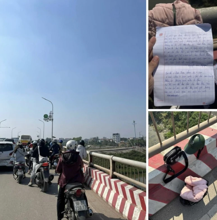 Hình ảnh lan truyền trên mạng xã hội cho là người mẹ ôm con nhảy cầu tự tử. (Ảnh: MXH)