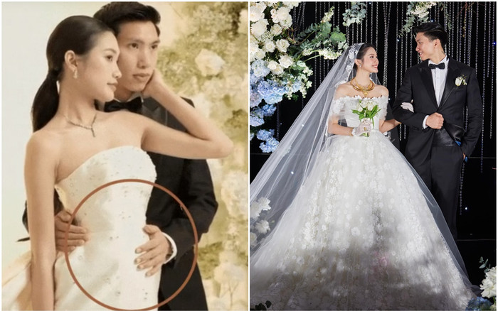 Lộ ảnh vòng 2 Doãn Hải My to bất thường, Đoàn Văn Hậu liên tục dùng tay che bụng vợ Ảnh 2