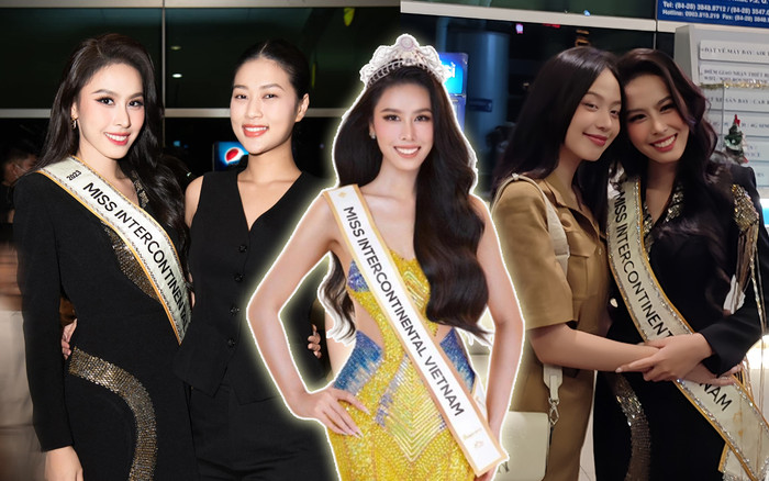 Thiên Ân - Minh Kiên đến tiễn Ngọc Hằng đi thi Hoa hậu Liên lục địa, Thanh Thủy tặng món quà bất ngờ Ảnh 2