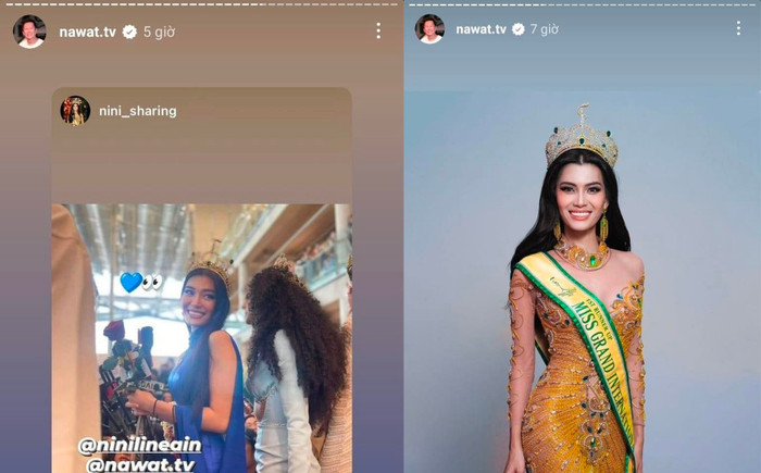 Ông Nawat liên tục có động thái bày tỏ tình cảm đặc biệt với Á hậu 1 - Ni Ni Lin Eain.