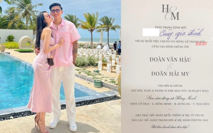 Hé lộ thiệp cưới Đoàn Văn Hậu: Thời gian địa điểm rõ ràng Ảnh 2