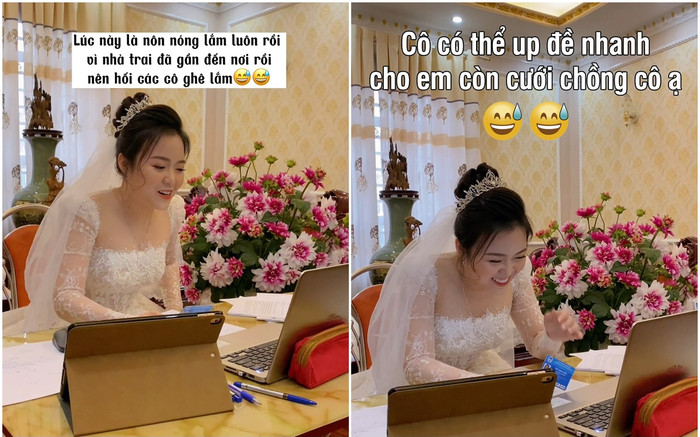 Cô dâu vừa làm đám cưới vừa giục giáo viên: Cô tải đề nhanh cho em lấy chồng với ạ! Ảnh 2