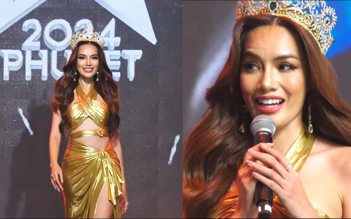 Lê Hoàng Phương đội vương miện, diện váy cut out xuất hiện giữa ồn ào tại quê nhà Ảnh 2